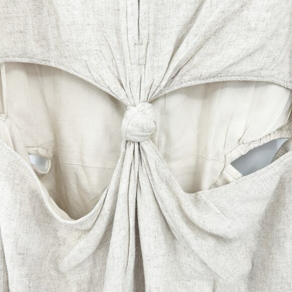 Abercrombie & Fitch Womens Boho Beach Linen Blend Knotted Cutout Midi Dress XLT - Picture 7 of 11